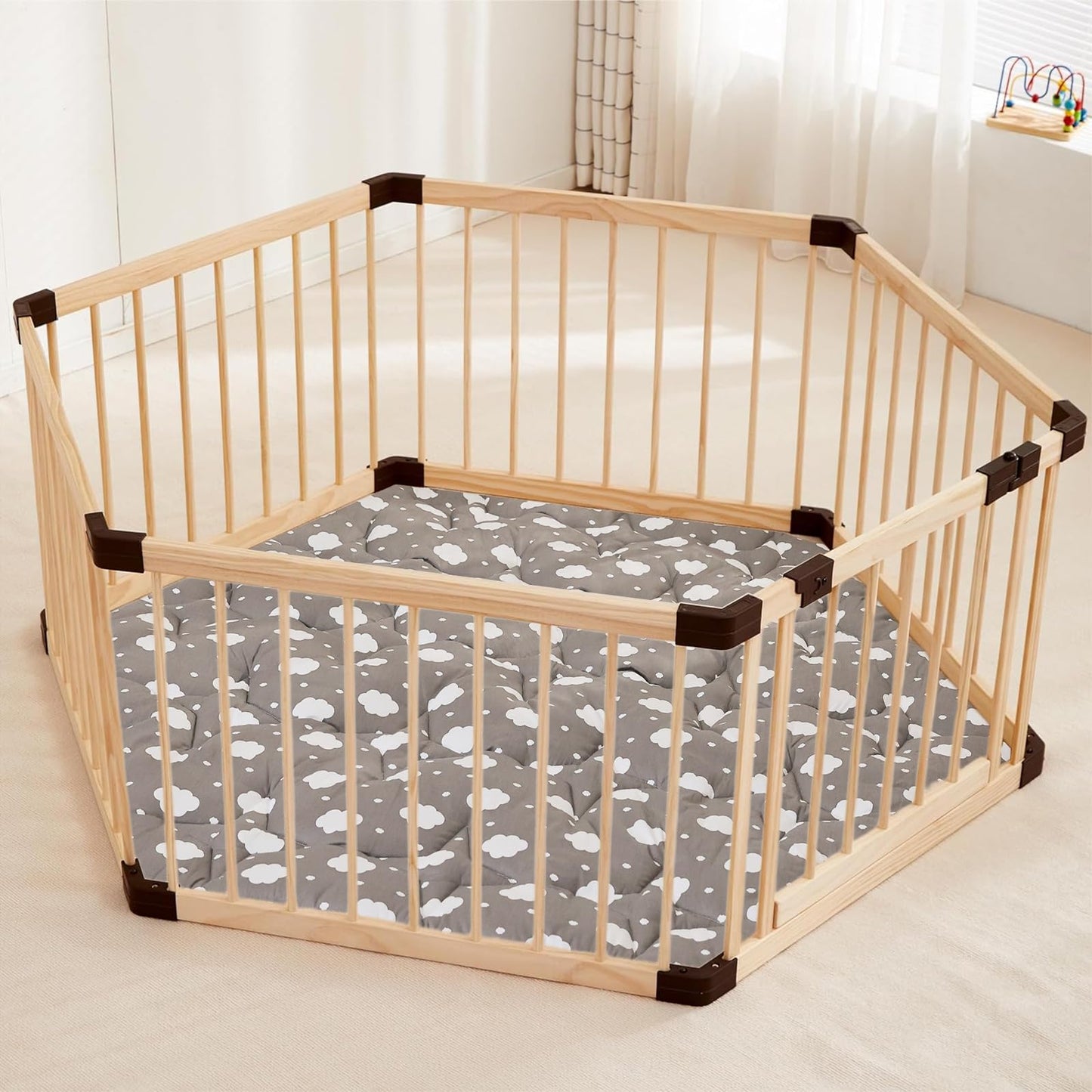 Napcure Hexagon Baby Play Mat For Floor,51'  59' Thicken Ultra Soft Playmat, Washable 6 Panel Playpen Mat Non-Slip Crawling Ma