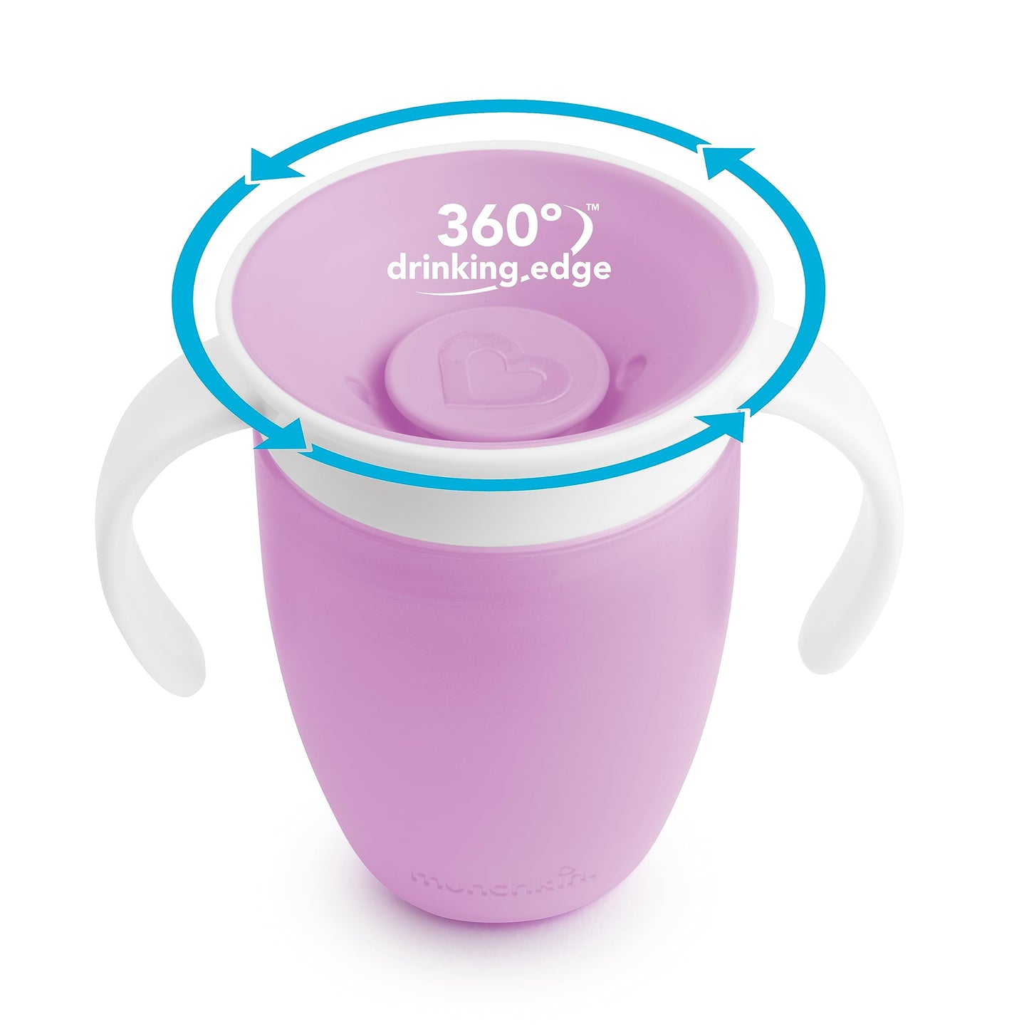 Munchkin Miracle 360 Trainer Sippy Cup With Handles, Spill Proof, 7 Ounce, 2 Pack, Pink/Purple