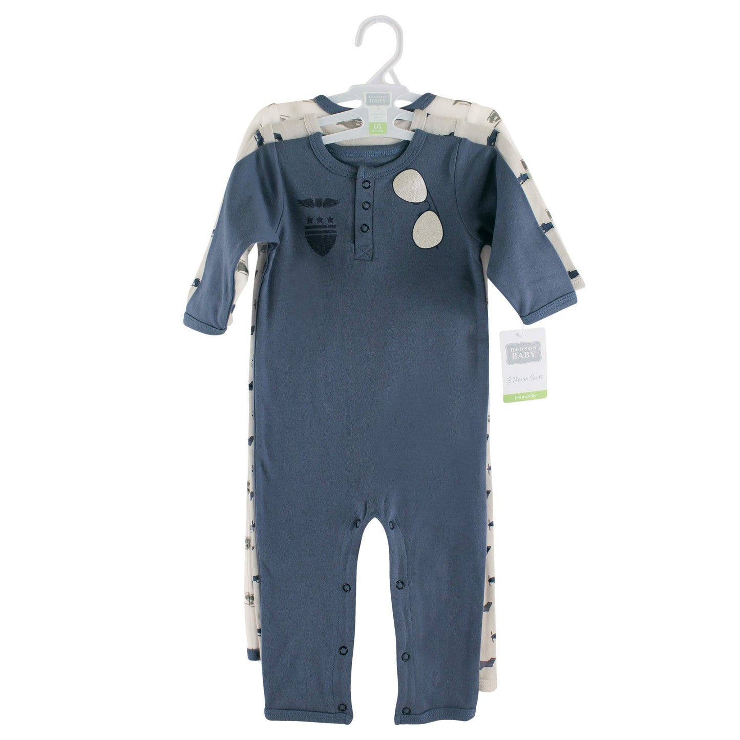 Hudson Baby Unisex Baby Cotton Coveralls, Wingman, 12-18 Months