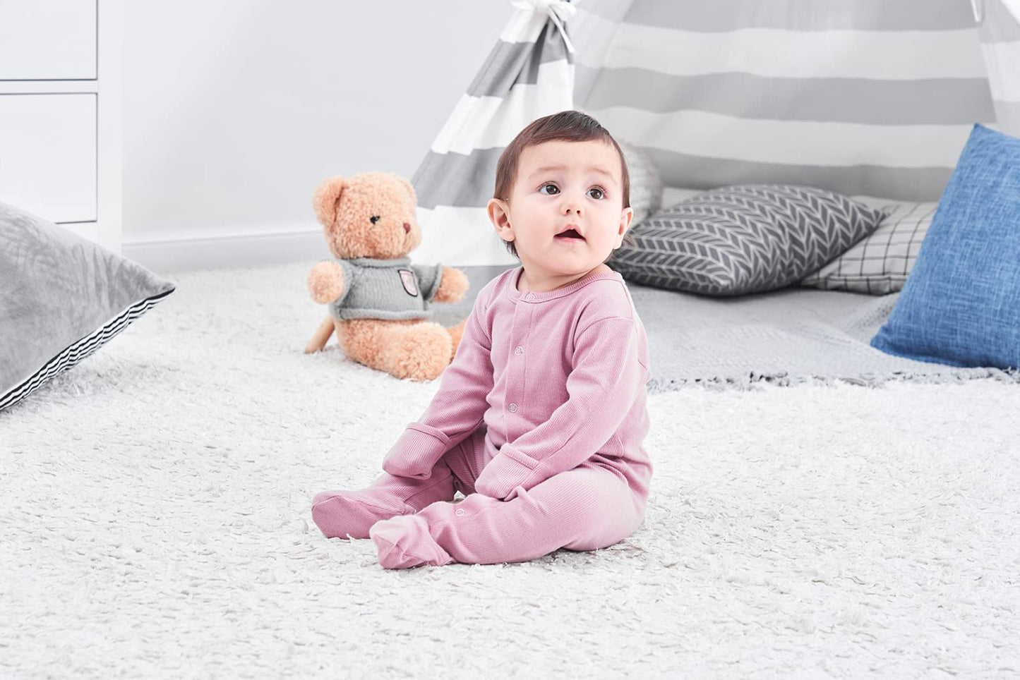 Acestar Newborn Baby Footed Pajamas With Mitten Cuffs - Cotton Unisex Snap-Up Baby Sleepers For Sleep And Play Footies Pjs (0-3