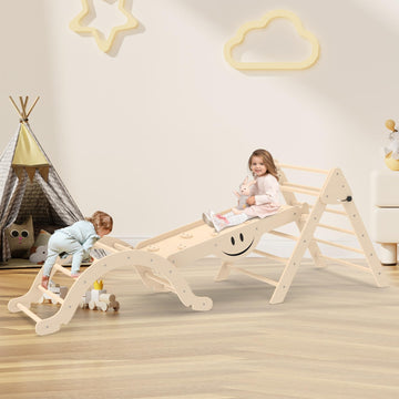 Bierum 8 In 1 Montessori Pikler Triangle Set With Seesaw Design, Foldable Toddler Climbing Toys With Ramp For Sliding Or Climbin