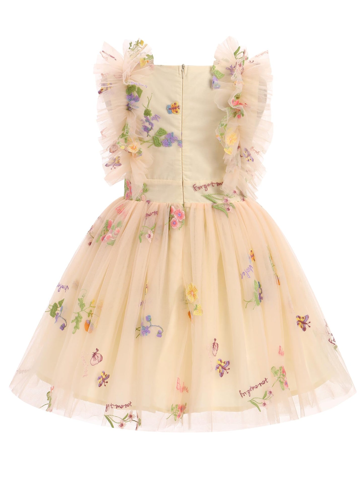 Ibtom Castle Flower Girl Dress Toddler Baby Girls Birthday Party Floral Embroidered Tulle Dress Wedding Pageant Dress Easter Boh