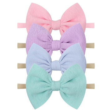 Yanjie Baby Girls Nylon Headbands Newborn Bows Handmade Hair Bows Hairbands Hair Accessories For Newborn Infant Toddlers Kids (B