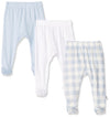 Honestbaby Baby 3-Pack Organic Cotton Footed Harem Pants, Blue Painted Buffalo Check, Preemie