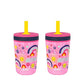 Zak Designs Kelso 15 Oz Tumbler Set, ( Starpower ) Non-Bpa Leak-Proof Screw-On Lid With Straw Made Of Durable Plastic And Silico