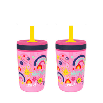 Zak Designs Kelso 15 Oz Tumbler Set, ( Starpower ) Non-Bpa Leak-Proof Screw-On Lid With Straw Made Of Durable Plastic And Silico
