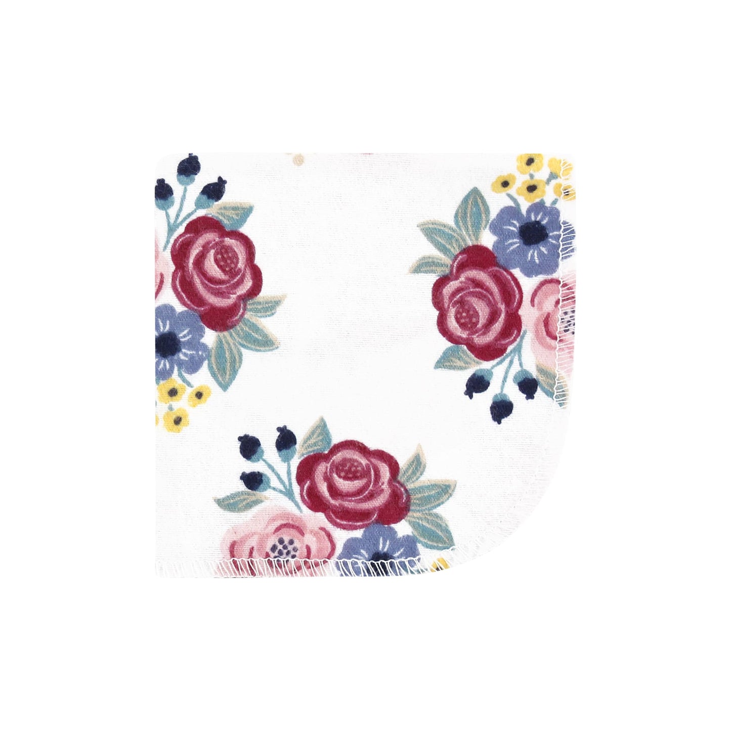 Hudson Baby Unisex Baby Flannel Washcloths, Blush Navy Floral 10Pk, One Size