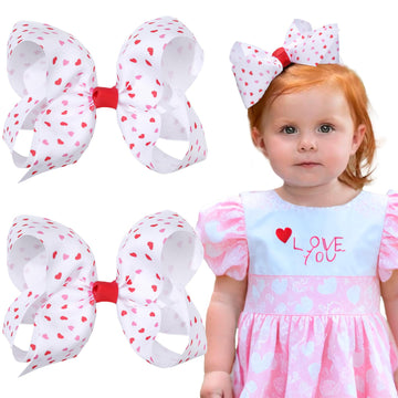 Oaoleer 2Pcs Valentine'S Day Hair Bows For Girls, Pink Bows Hair Alligator Clips Hair Barrettes For Baby Girls Infants Toddlers