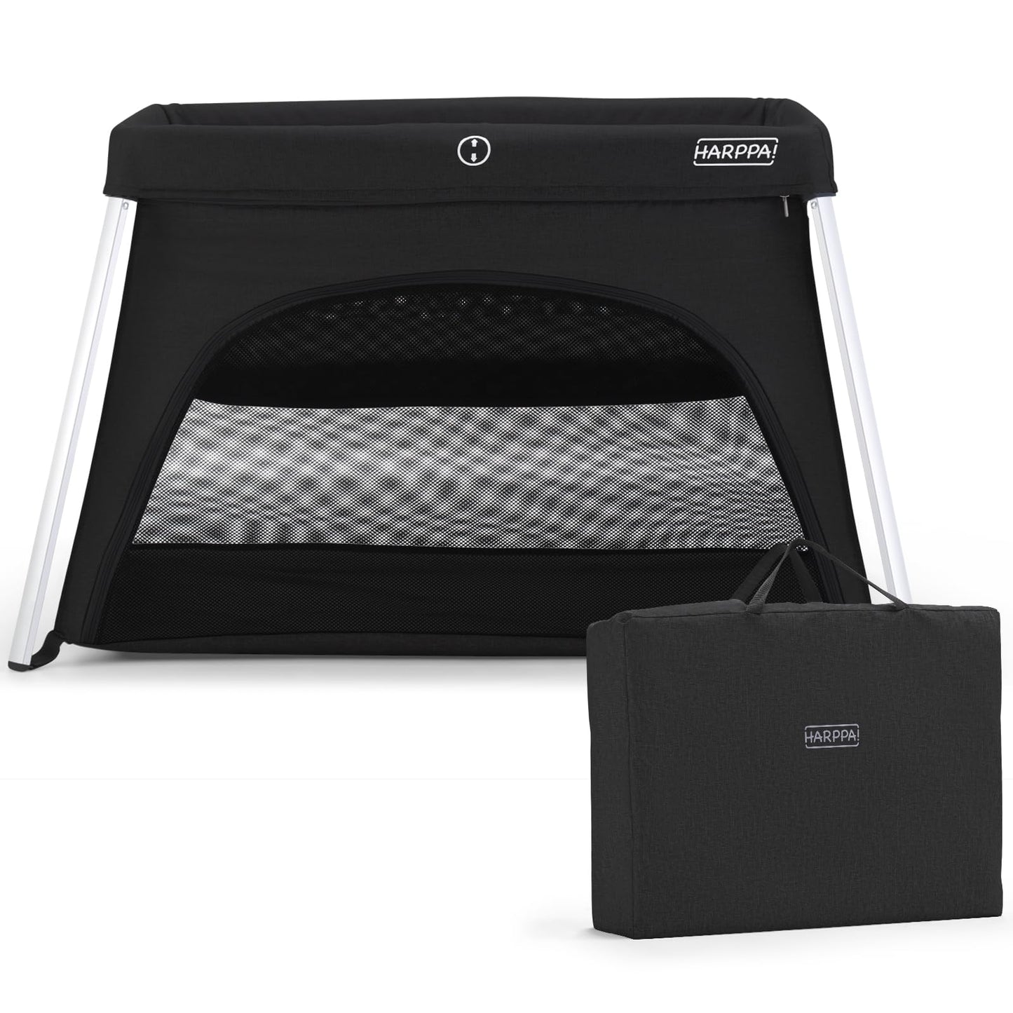 HARPPA Travel Crib with Comfy Mattress, Lightweight Portable Crib Requires No Assembly, Foldable Pack and Play for Baby and Todd
