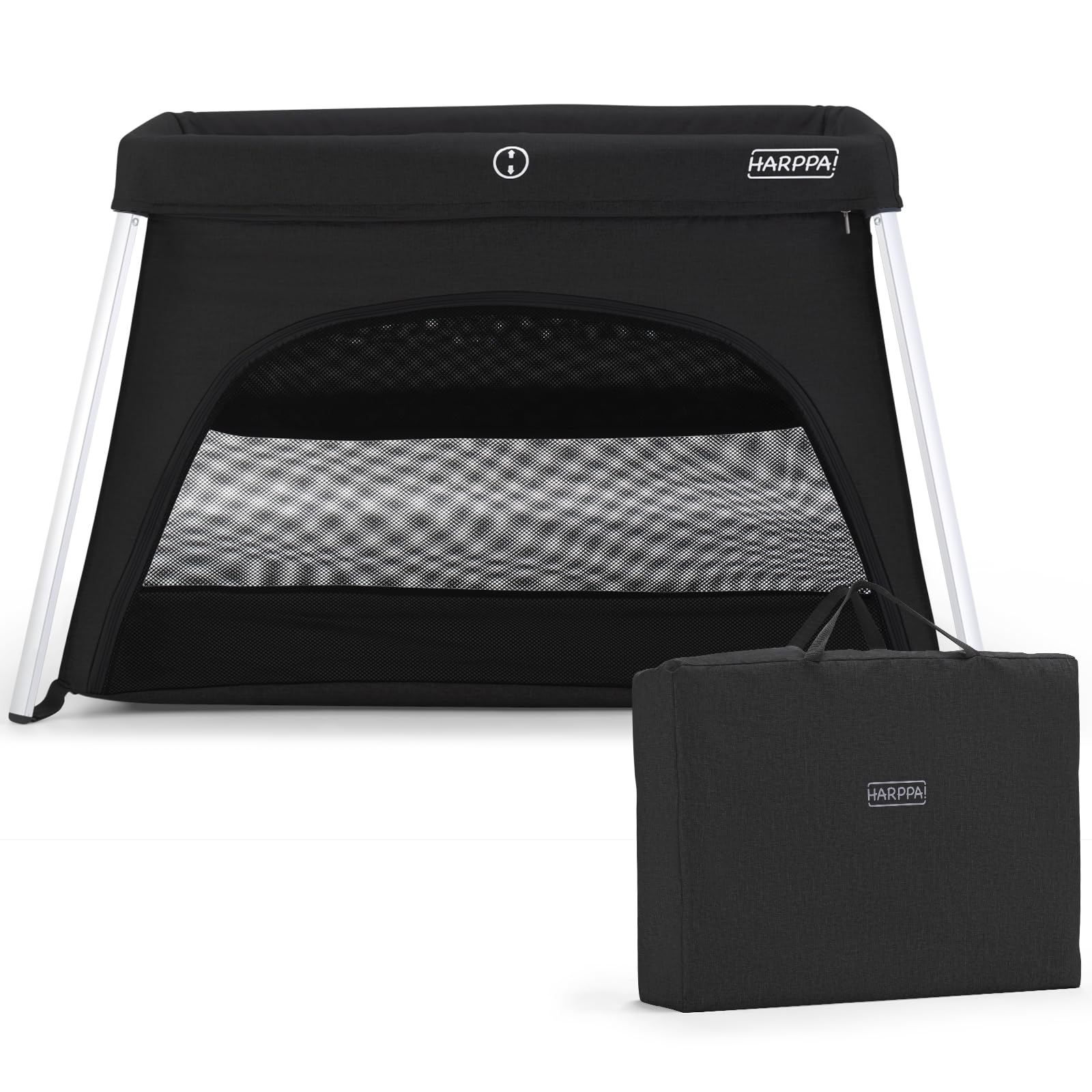 HARPPA Travel Crib with Comfy Mattress, Lightweight Portable Crib Requires No Assembly, Foldable Pack and Play for Baby and Todd