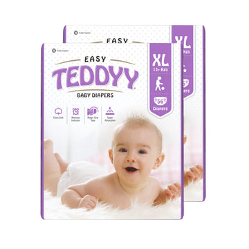 Teddyy Easy Baby Xl Size Diaper Tape Style | 112 Count (Extra Large) | 1317 Kgs (Pack Of 2) | Quick Absorbency | Extra Super So
