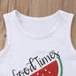 Jiaoutky Toddler Baby Girls Denim Shorts Outfits Sleeveless T-Shirt Tops Hipster Jean Pants Summer Clothes Set , Watermelon, 3-4