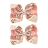 2Pcs Big Hair Bows For Girls 5Inchs Hand-Made Shiny Glitter Ribbon Hair Bows Alligator Clips Sparkle Sequins Hair Accessories Fo
