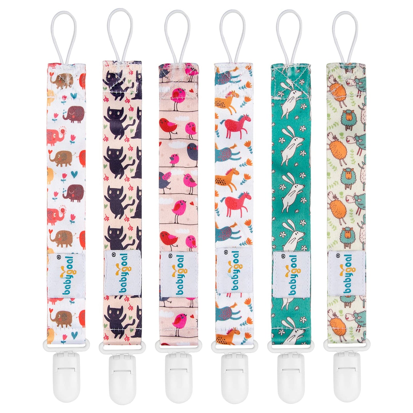 Babygoal Rabbit Pacifier Clips, 6 Pack Binky Paci Holder And Leash For Boys And Girls Fits For Most Pacifier, Binkie Styles & Ba