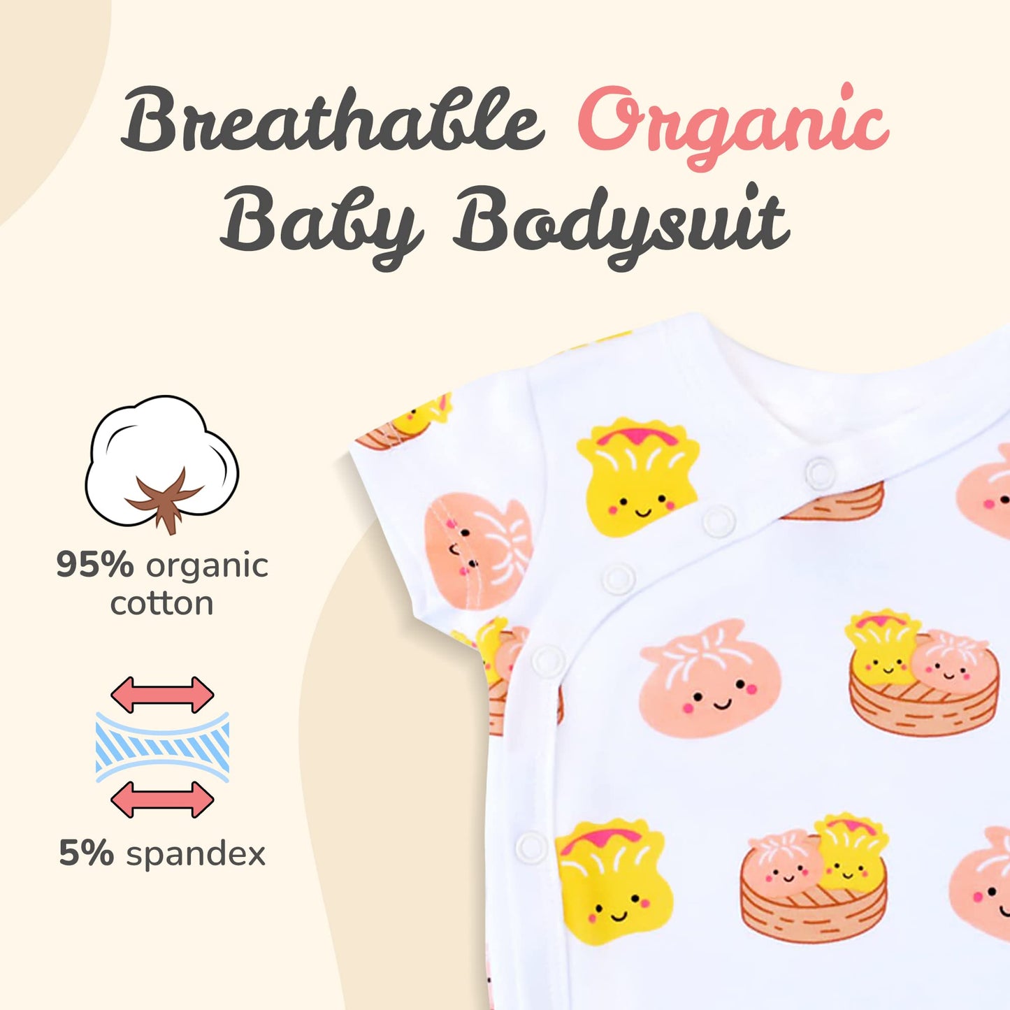 The Wee Bean Organic Cotton Onesie Baby Bodysuit, Soft Onesies Made From Organic Cotton, Skin-Friendly Clothes For Babies And To