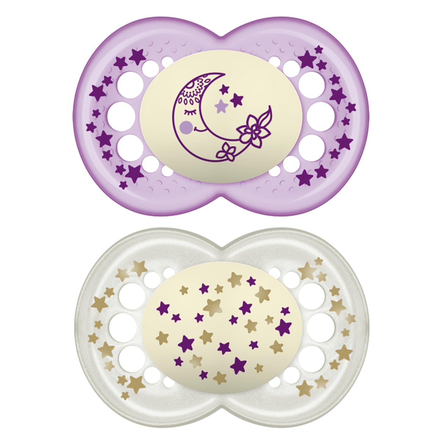 Mam Night Pacifiers (2 Count), Mam Pacifiers 6+ Months, Best Pacifier For Breastfed Babies, Glow In The Dark Pacifier, Baby Girl