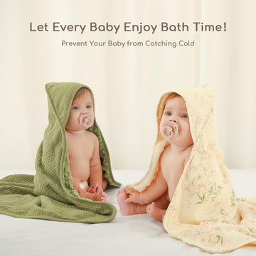 Yukkidds Baby Bath Towels For Newborn 100% Muslin Cotton And Minky Dot Fabric Neutral Hooded Baby Towels Set 2 Pack For Boys Gir
