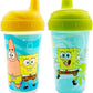 Cudlie Baby Boy 2 Pack 10 Oz Hard Spout Sippy Cup For Toddler, Sponge Bob