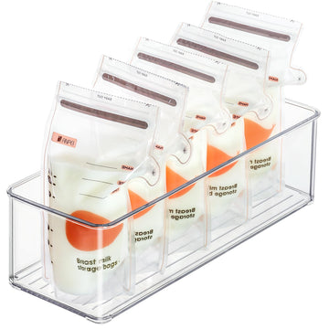 4 Pack Breastmilk Freezer Storage Container, Clear Storge Bins For Breastmilk Storage Bags Freezing Resuable Plastic Milk Yogurt