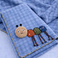 Hi mom Soft Baby Towel, Caterpillar Applique, Plaid Design, Cosy Muslin Wrap for Newborns (Blue, 50X100)