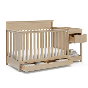 Graco Shiloh 5-in-1 Convertible Crib & Changer with Drawer (Driftwood) - GREENGUARD Gold Certified Baby Crib Crafted from Wood, 