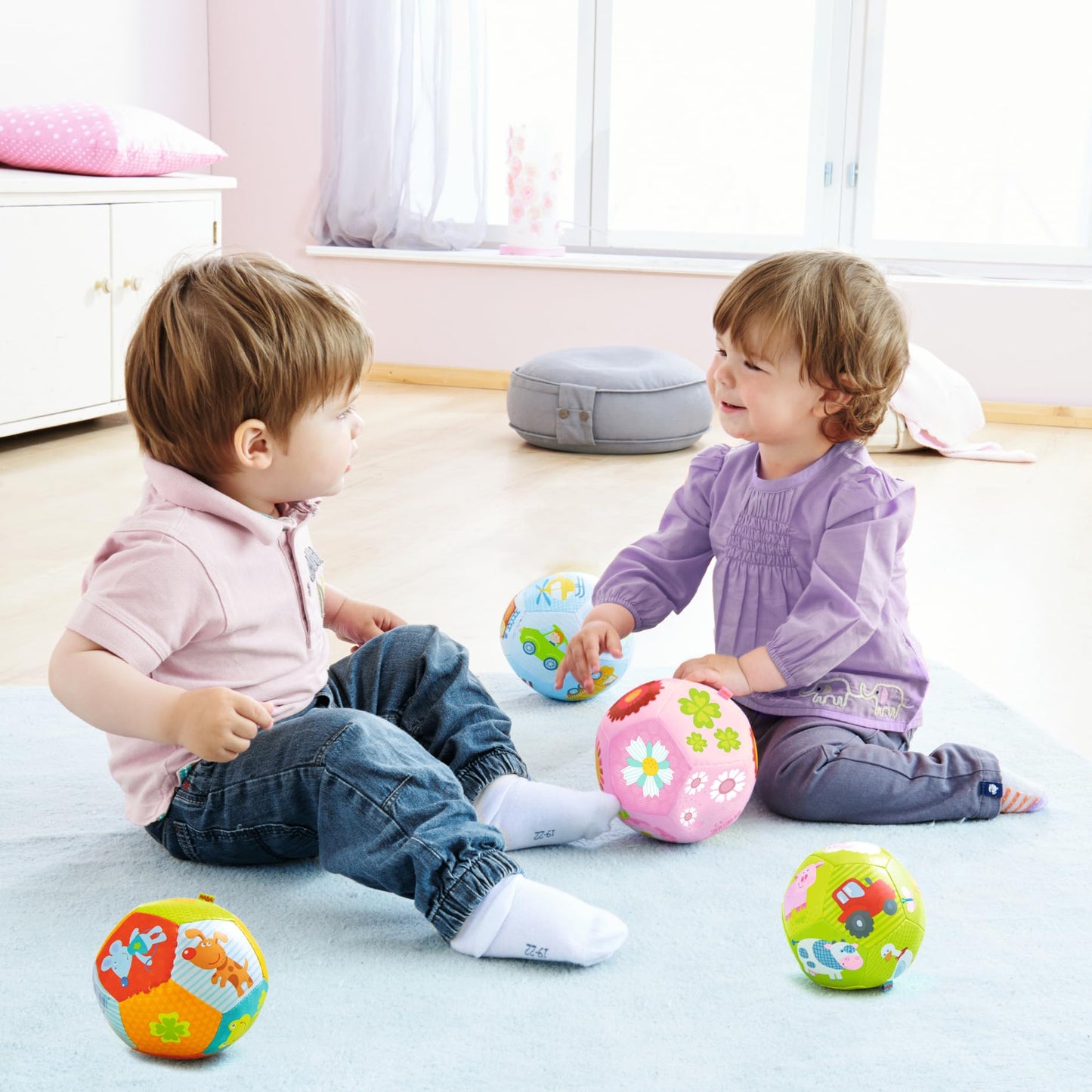 HABA 4.5 Baby Ball On The Farm Tummy Time and Sensory Play Favorite to Encourage Crawling and Gross Motor Skills for Babies 6 Mo