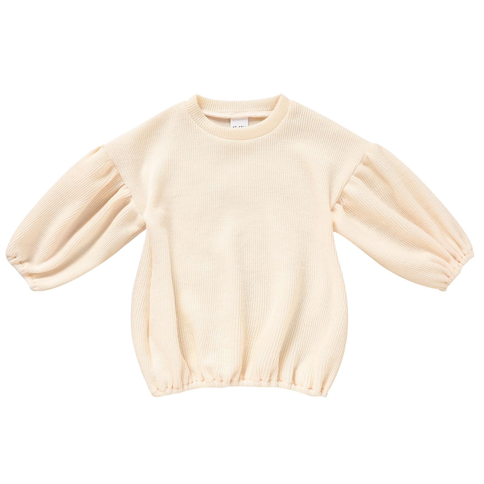 Toddler Baby Girl Sweater Round Neck Loose Long Sleeve Candy Color Knitted Pullover Tops Autumn Winter Sweatshirt (Cream, 18-24