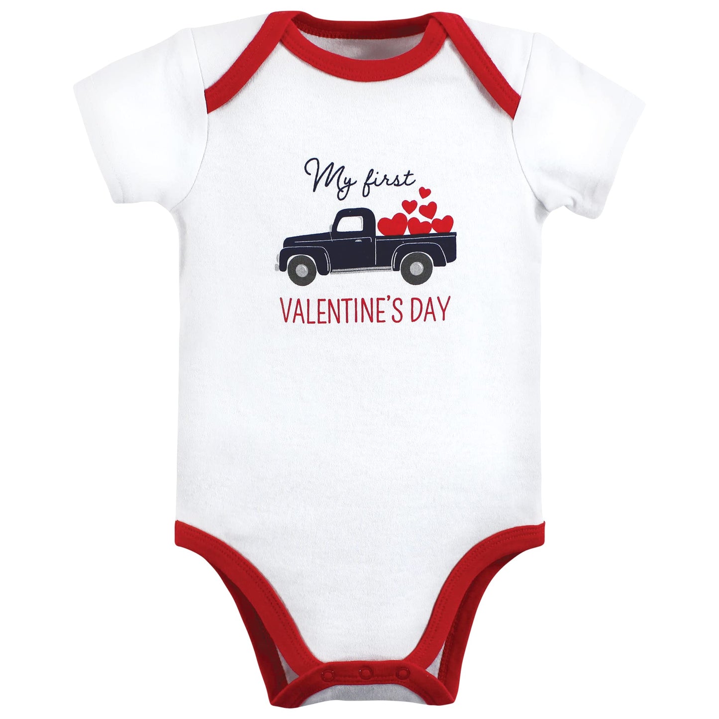 Hudson Baby Unisex Baby Cotton Bodysuits, Valentine Truck, 6-9 Months
