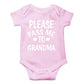Cbtwear Please Pass Me To Grandma Baby Bodysuit Funny Infant Outfit Cute Newborn Clothes Unisex Romper (6 Months, Pink)