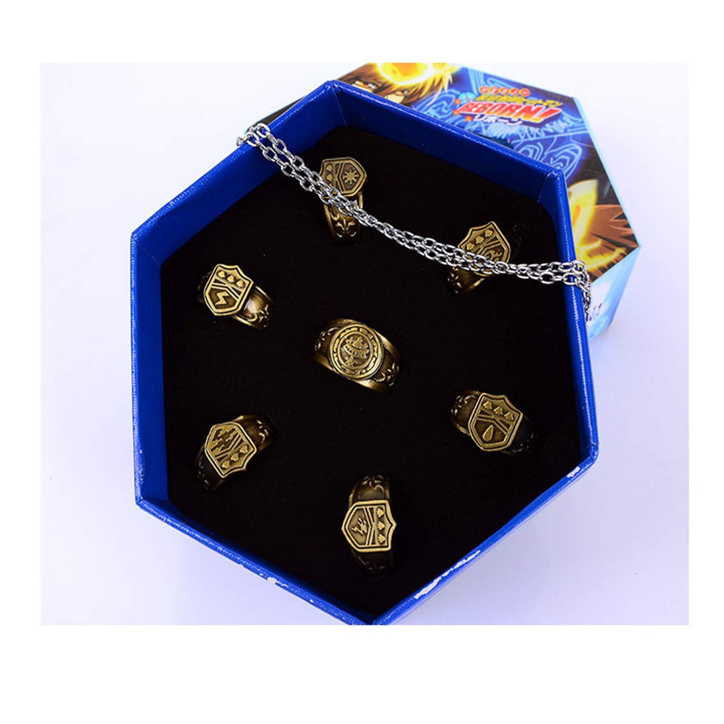 Ctmweb Katekyo Hitman Reborn Accessories - Set Of Seven Rings And Necklace