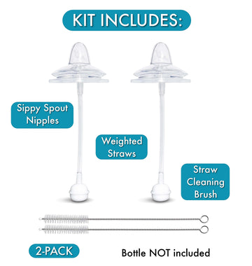 Sippy Cup Conversion Kit For Nanob  B   Flexy Silicone Baby Bottles | 2-Count | With Soft Silicone Sippy Spout Nipples, Any Angl