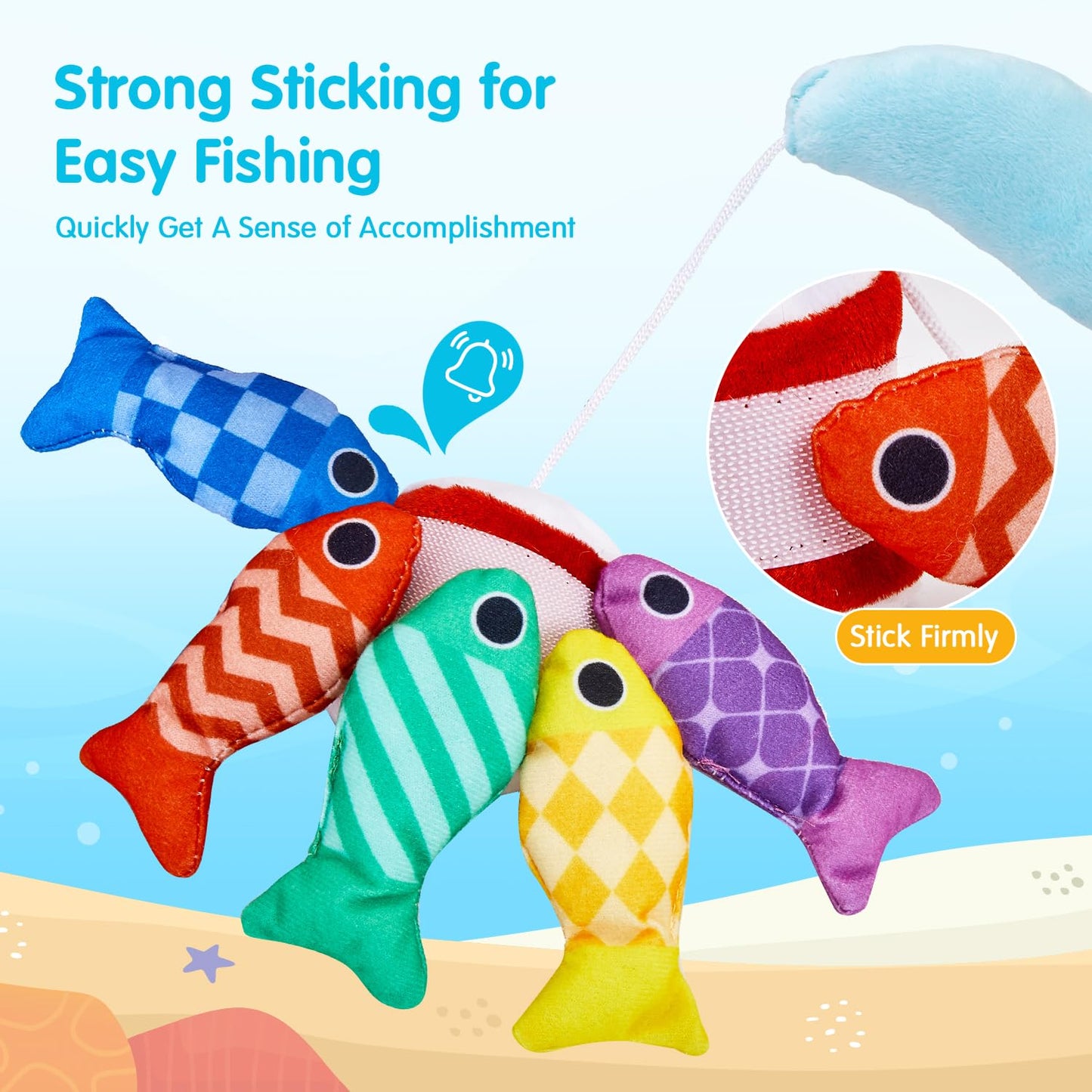 Gacoman Montessori Toys for 1 Year Old Boy Girl Birthday Gift- Cloth Fishing Game for Toddler1-3 for Grandkids with Stacking Cup