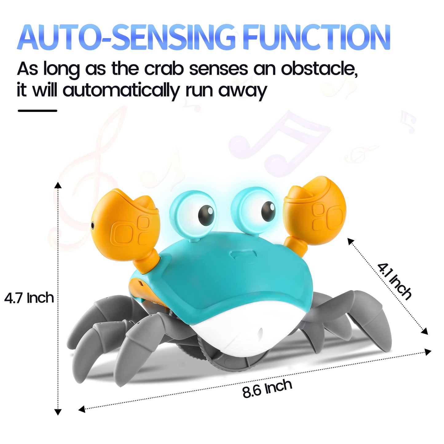 Crawling Crab Baby Toy Infant: Tummy Time Toys for Babies 3 6 9 12 18 24 36 Months, Walking Dancing Sensing Crab for Toddler 1 2