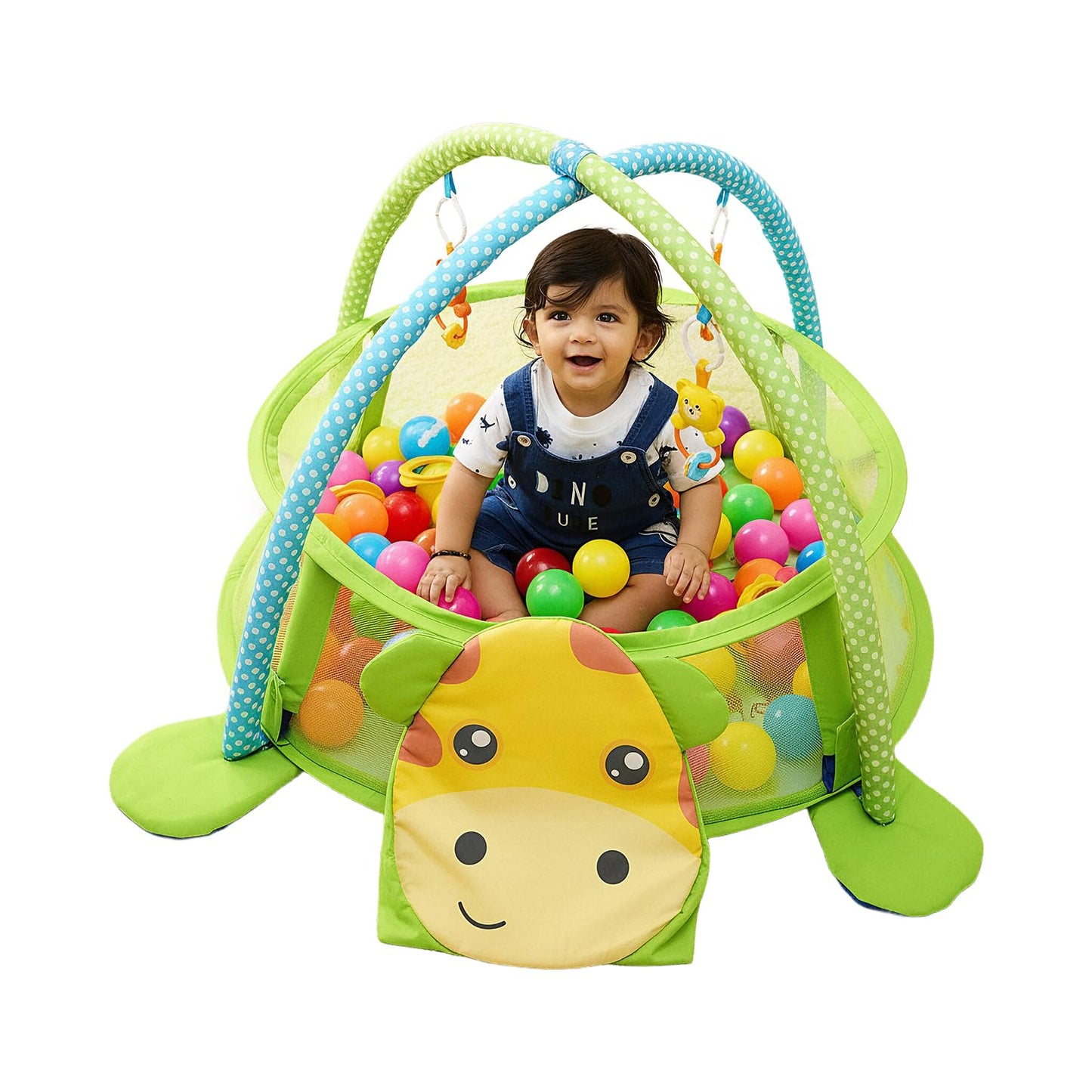 Amazon Brand  Supples Baby Play Gym Pool | Activity Play Gym For Baby With Hanging Toys And 30 Colorful Balls | 3In1 Ball Pit