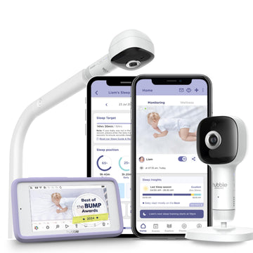 HUBBLE CONNECTED SkyVision Pro AI-Enhanced HD Smart Baby Monitor, 1 Camera, Parent Unit, Mounts, Smart Rollover & Cry Detection,