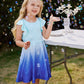 Labeca Baby Girls Printed Casual Party Dresses Twirly Ruffle Sleeve Dress Frozen Cap Xs
