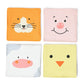 Mi Arcus Cute Animal face Pinted Cotton Washable Wipes Washcloth Face Towel 12x12 cm for Baby Girls Boys Kids Pack of 4