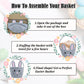 Brbecon Easter Bunny Basket For Kids With Name Tag, Grey Small Woven Easter Basket For Girls, Easter Egg Hunt Baskets Bags Easte
