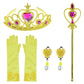 Princess Costume For Girls Birthday Party Fancy Dress Up With Accessories(Crown+Wand+Earrings+Gloves) 4-5 Years Yellow