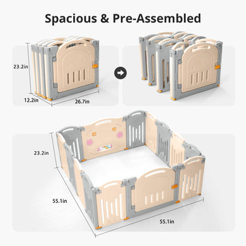 Uanlauo Baby Playpen,Large Play Pens For Babies And Toddlers, Sturdy Baby Play Yards With Anti-Slip Base, Non-Toxic, Safe Indoor