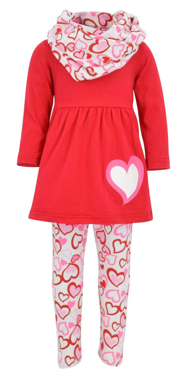 Unique Baby Girls Valentines Day Red & Pink Hearts Toddler Legging Set Outfit (10 Years, Red)