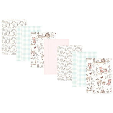 Hudson Baby Unisex Baby Cotton Flannel Burp Cloths, Girl Woodland Pals, One Size