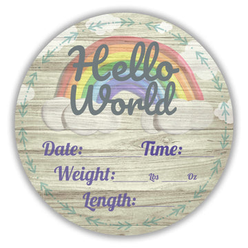 Hello World Newborn Baby Announcement Sign Shower Gift Baby Birth Stats Hospital Photo Props Gender Reveal Girl Boy Neutral Nurs