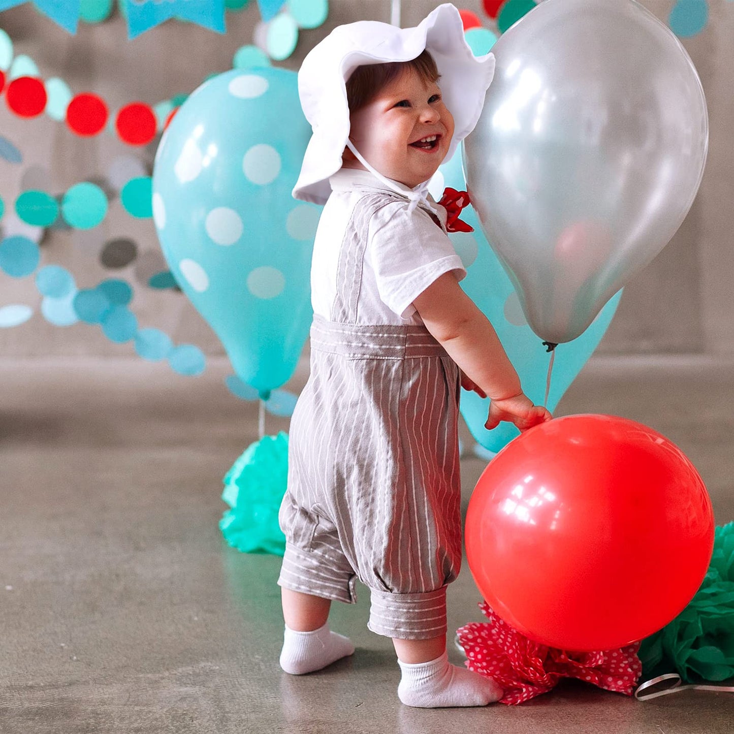 Geyoga 3 Pcs Baby Sun Hat Summer Beach Hat Outdoor Adjustable Floppy Hat With Protection Wide Brim For Boy And Girl(Blue, White,