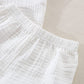 Baby Boys Clothes Set Toddler Infant Boys Button-Down Shirt Tops + Cotton Gauze Shorts Summer Outfit 2Pcs With Pockets (White, 5