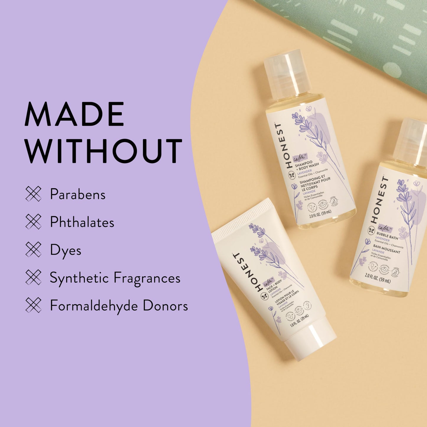 The Honest Company Babe'S Mini Must Haves Gift Set  Travel Size Lavender Shampoo + Body Wash (2 Fl Oz), Face + Body Lotion (1 Fl