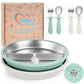 Baby Feeding Set| 2 Pack Stainless Steel Divided Suction Plate, 2 Set Toddler Spoons & Forks|BPA&LFree, Baby Led Weaning Supplie