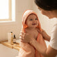 Sheep Wool 100% Soft Cotton Baby Hooded Towels, DoubleSided Reversible Wrap, Pack of 2  Peach Floral & Mint Star