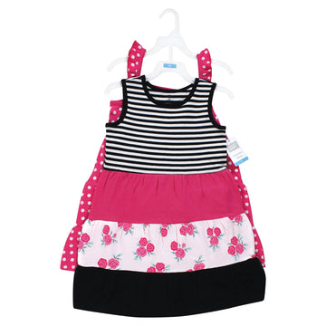 Hudson Baby Girls' Cotton Dresses, Pink Black Roses, 5T
