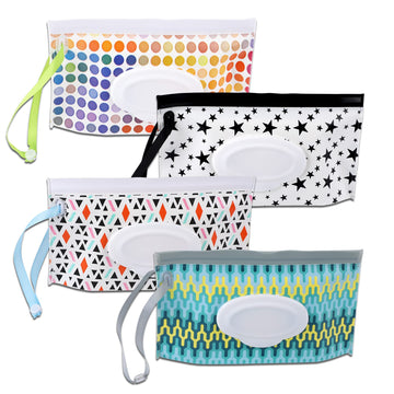 Febsnow 4 Pack Baby Wipe Dispenser, Portable Wet Wipe Holder Container, Reusable Wipes Dispenser Cases, Lightweight Travel Wet W